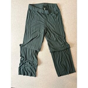 Skims Soft Lounge Wide Leg Ribbed Pants Oxide Green